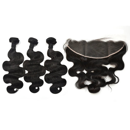 Body Wave Hair 3 Bundles With 13X4 HD Lace Frontal High Quality Virgin Hair