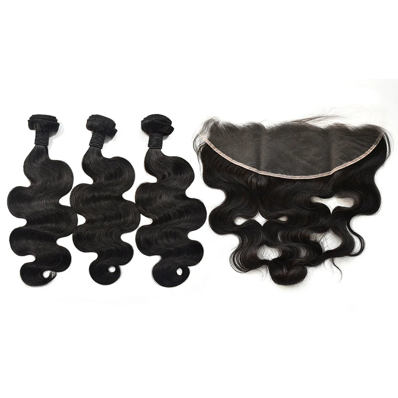 Body Wave Hair 3 Bundles With 13X4 HD Lace Frontal High Quality Virgin Hair