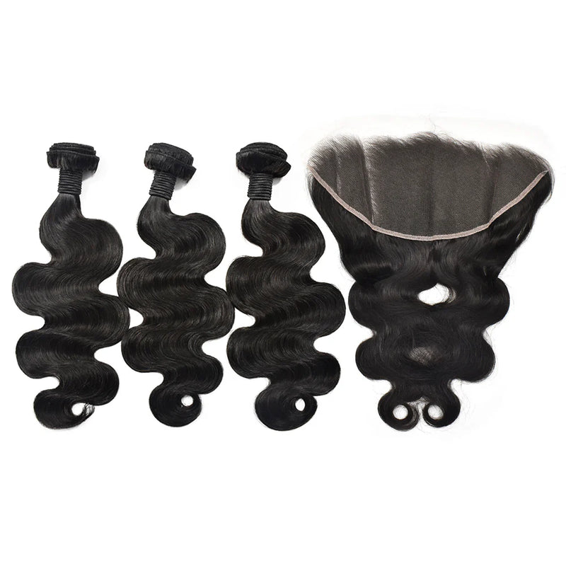 Body Wave Hair 3 Bundles With 13X6 HD Lace Frontal High Quality Virgin Hair