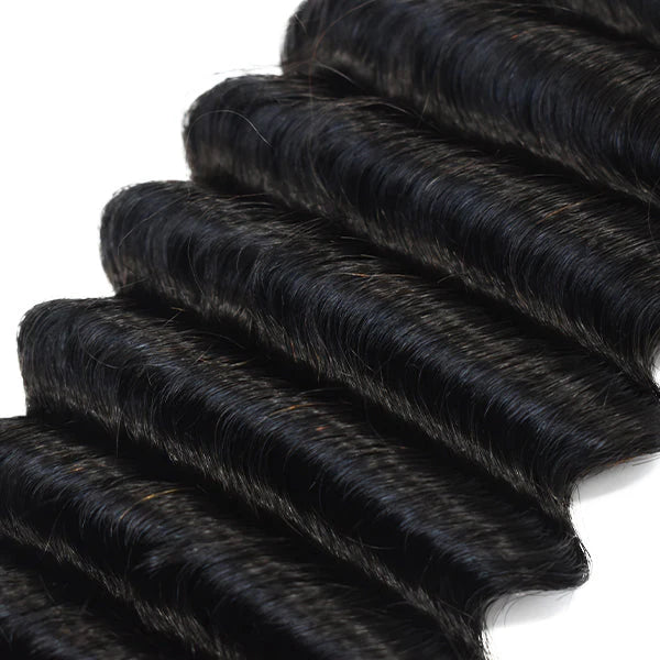 Deep Wave Hair 3 Bundles With 13x6 HD Lace Frontal High Quality Virgin Hair