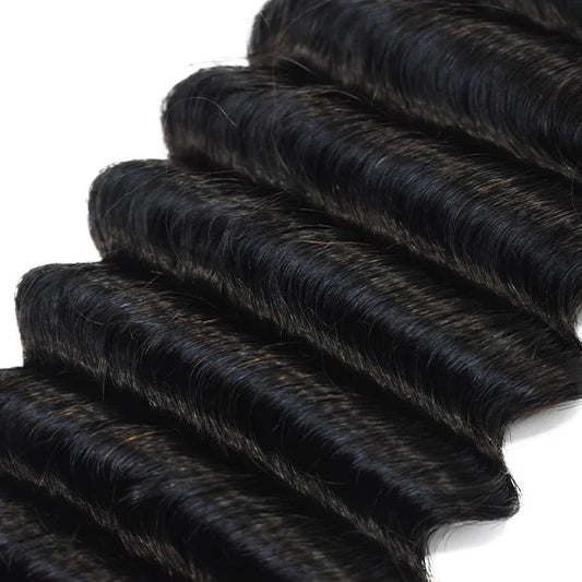 Deep Wave Hair 3 Bundles With 13x4 HD Lace Frontal High Quality Virgin Hair