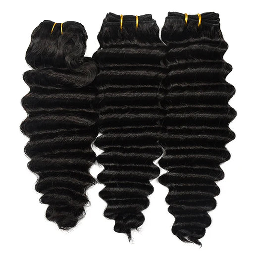 Deep Wave Hair 3 Bundles With 13x6 HD Lace Frontal High Quality Virgin Hair